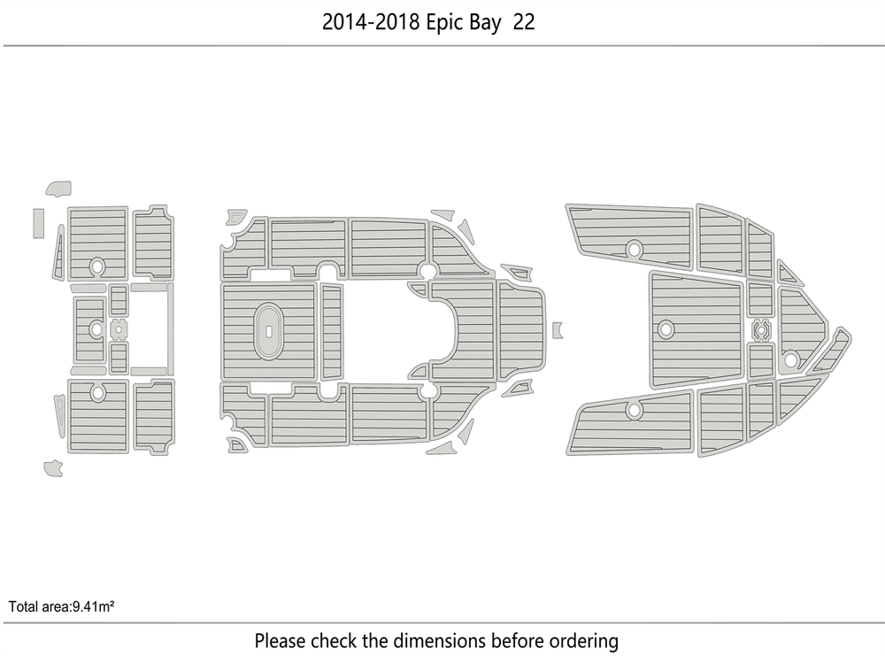 2014-2018 Epic Bay 22 Cockpit Swim platform 1/4"6mm EVA foamfloor