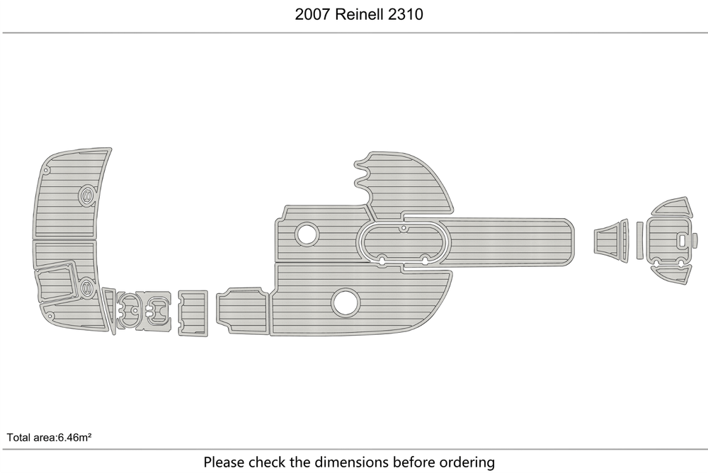 2007 Reinell 2310 Cockpit & Swim Platform Pads 1/4" 6mm EVA Teak Decking