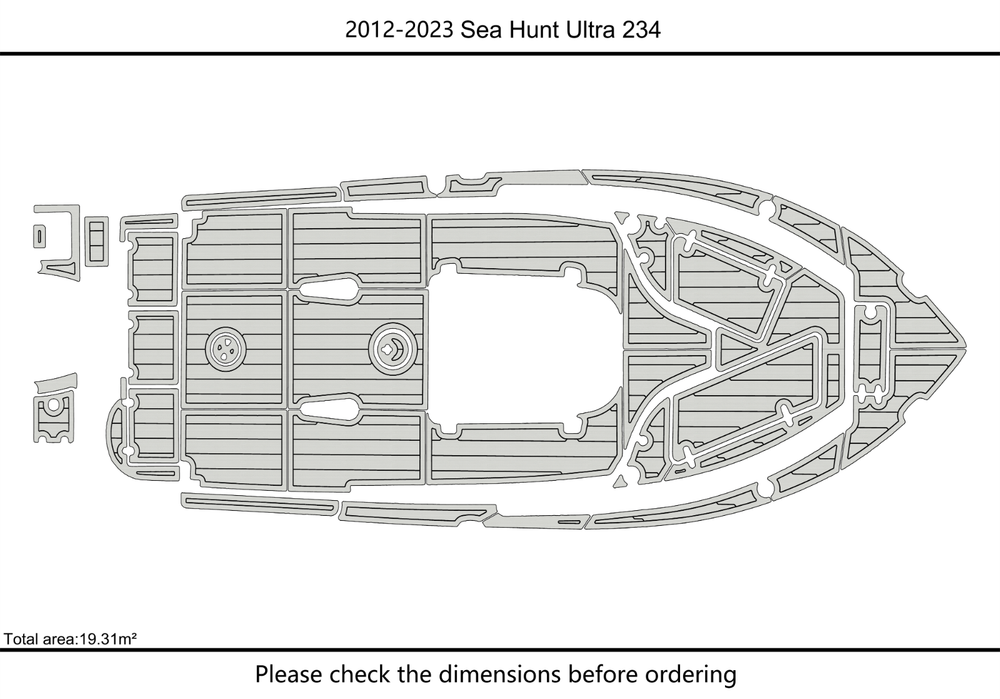 2020-2021 SEA HUNT 234 Ultra CC Cockpit Swim platform bow 1/4"6mm EVA Foam floor