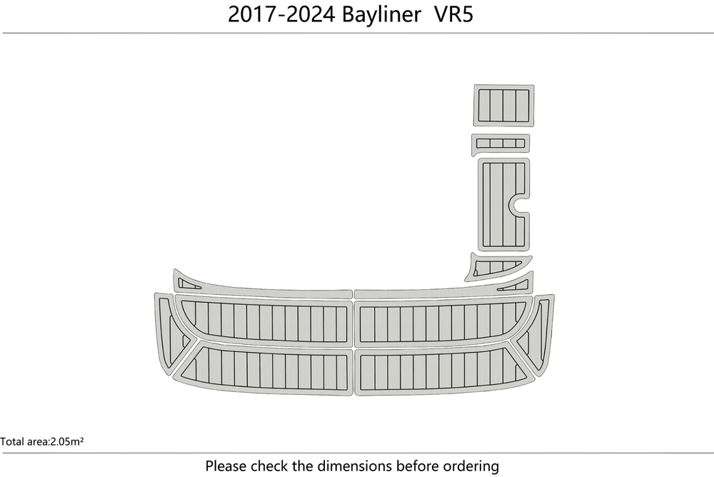 2017-2024 Bayliner VR5 Cockpit Swim platform 1/4" 6mm EVA faux teak mat Floor