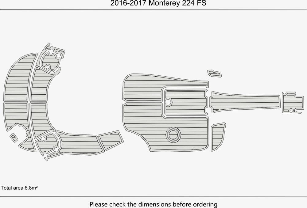 2016-2017 Monterey 224 Cockpit swimming platform Pads 1/4" 6mm EVA Teak Decking