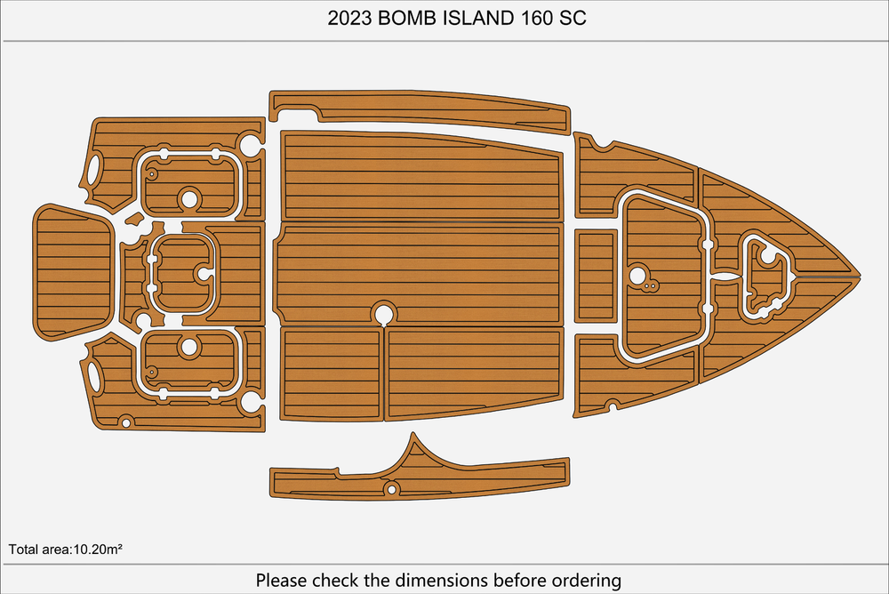 2023 Bomb Island 160 SC Cockpit Pads 1/4" 6mm EVA Teak deck floor