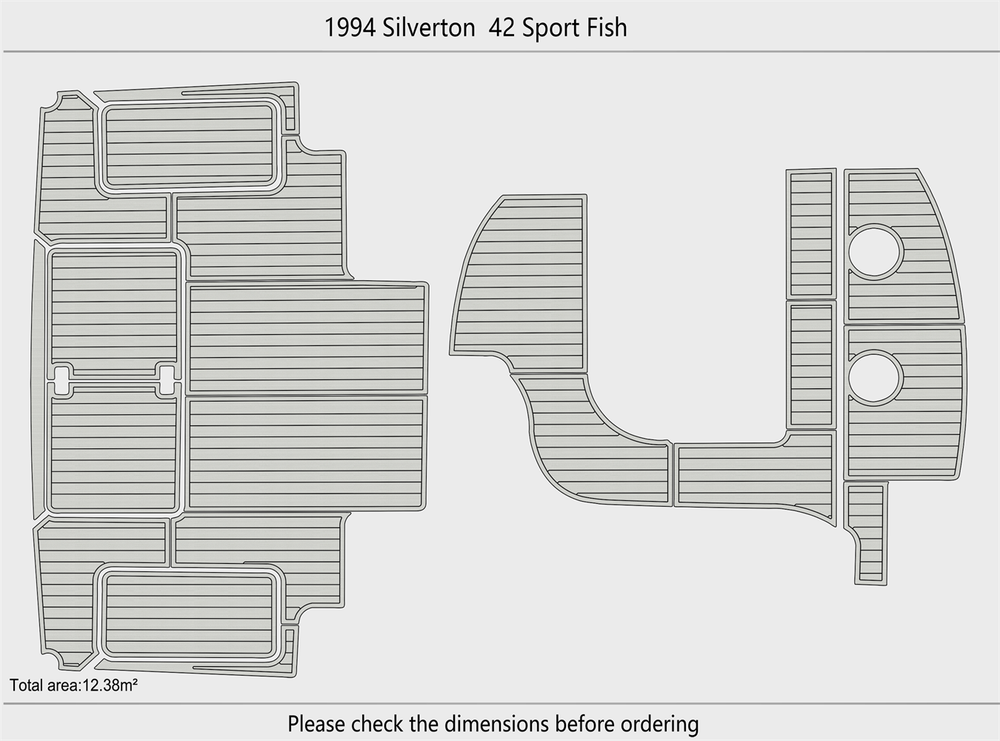 1994 Silverton 42 Sport Fish Cockpit Swim platform 1/4"6mm EVA Foam floor