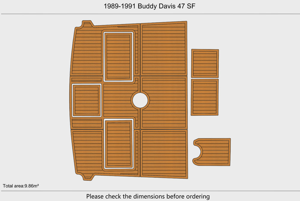1989-1991 Buddy Davis 47 SF Cockpit 1/4"6mm EVA Foam carpet marine floor
