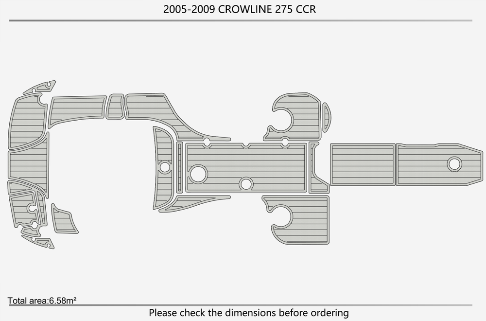 2005-2009 Crownline 275 CR Cockpit swim platform 1/4" 6mm EVA Faux Teak mat Deck