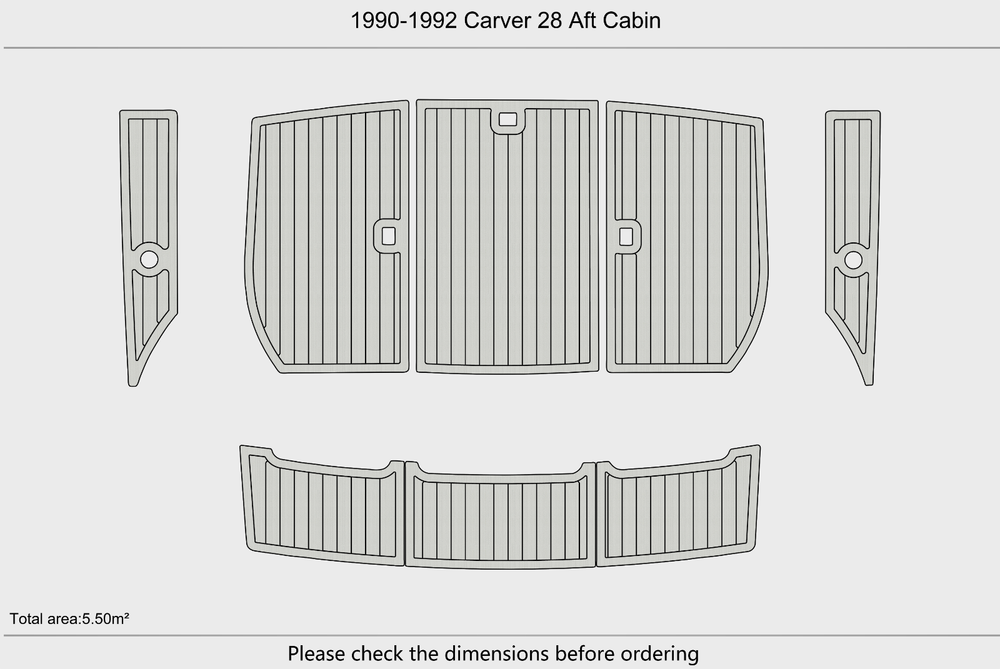 1990-1992 Carver 28 Aft Cabin Cockpit Swim platform 1/4"6mm EVA Foam fuax floor