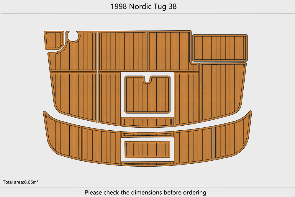 1998 Nordic Tug 38 Anti-slip mat Custom EVA faux teak marine flooring