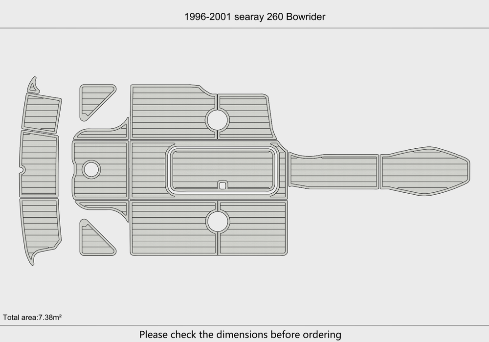 1996-2001 sea ray 260 Bowrider Cockpit Swim platform 1/4"6mm EVA Foam floor