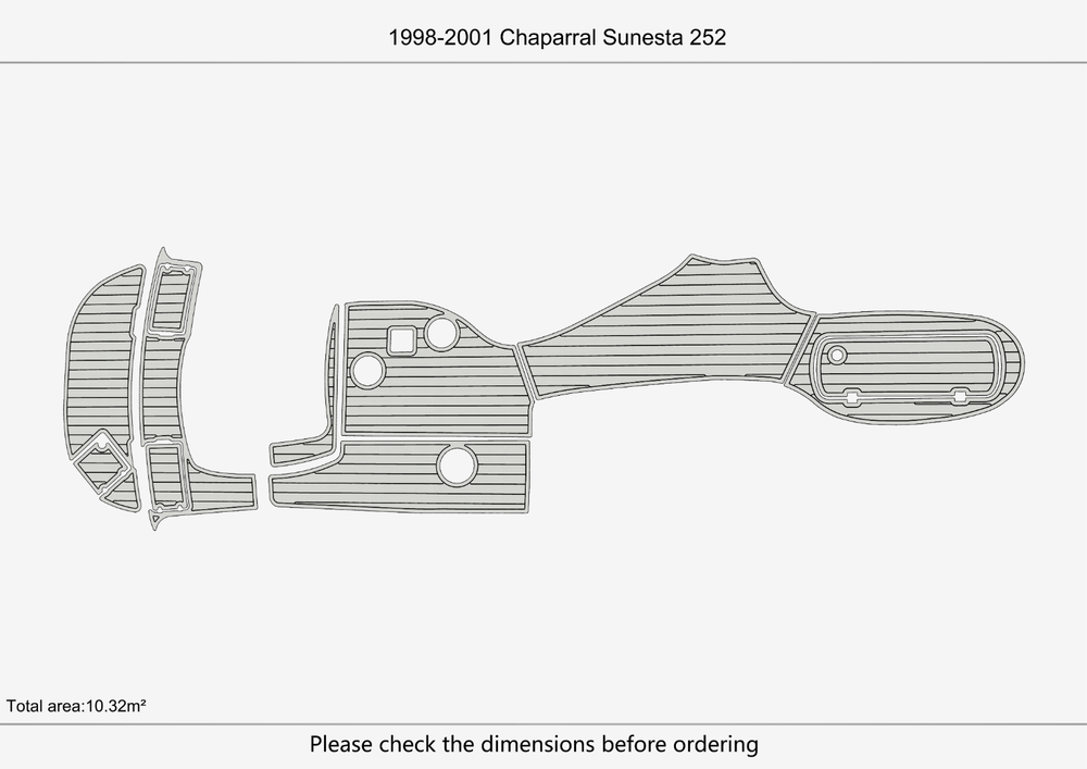 1998-2001 Chaparral 252 Sunseta Anti-slip Custom EVA teak marine deck flooring