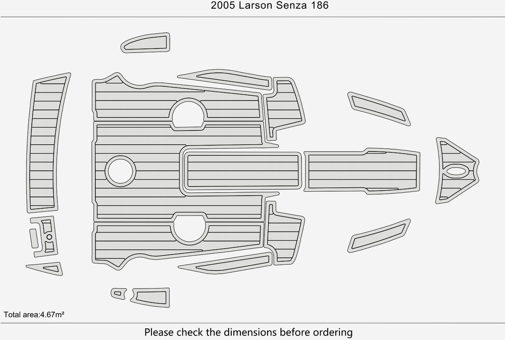 2005 Larson Senza 186 Cockpit Swim platform Pads 1/4" 6mm EVA Faux Teak