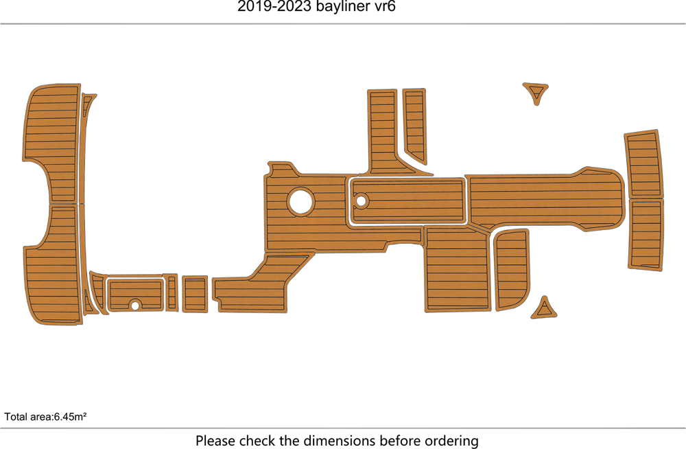 2019-2023 Bayliner vr6 Cockpit Swim platform 1/4" 6mm EVA faux teak mat Floor