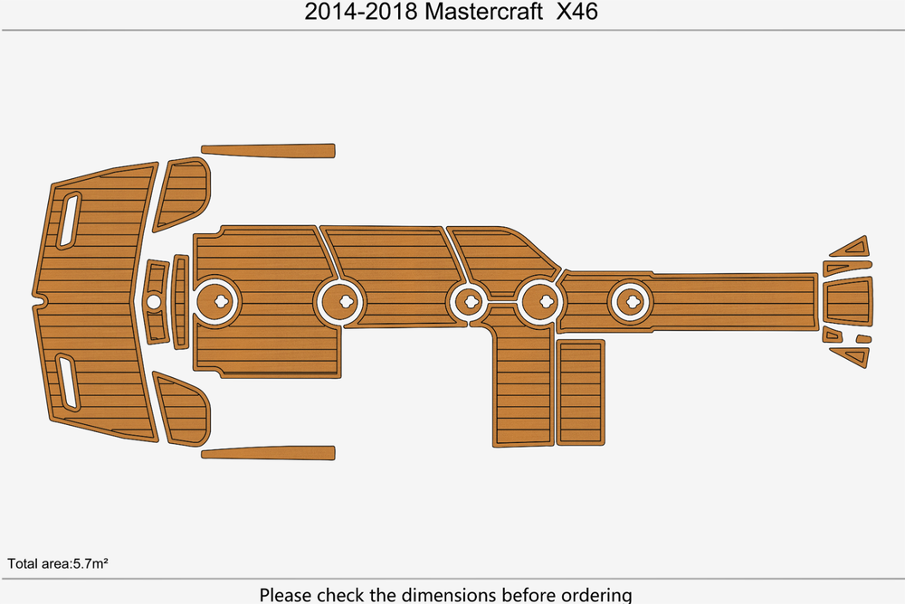 2014-2018 Mastercraft X46 Anti-slip Custom EVA faux teak marine deck flooring