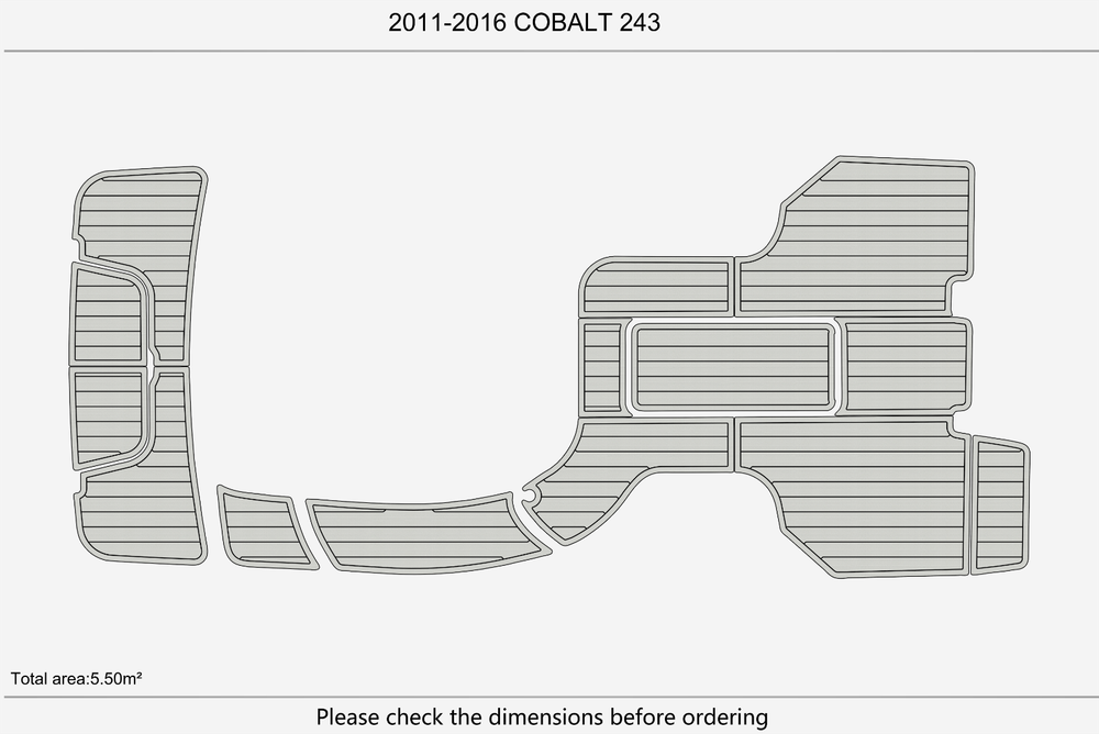 2011-2016 COBALT 243 Cockpit Swim platform 1/4"6mm EVA foam faux mat floor