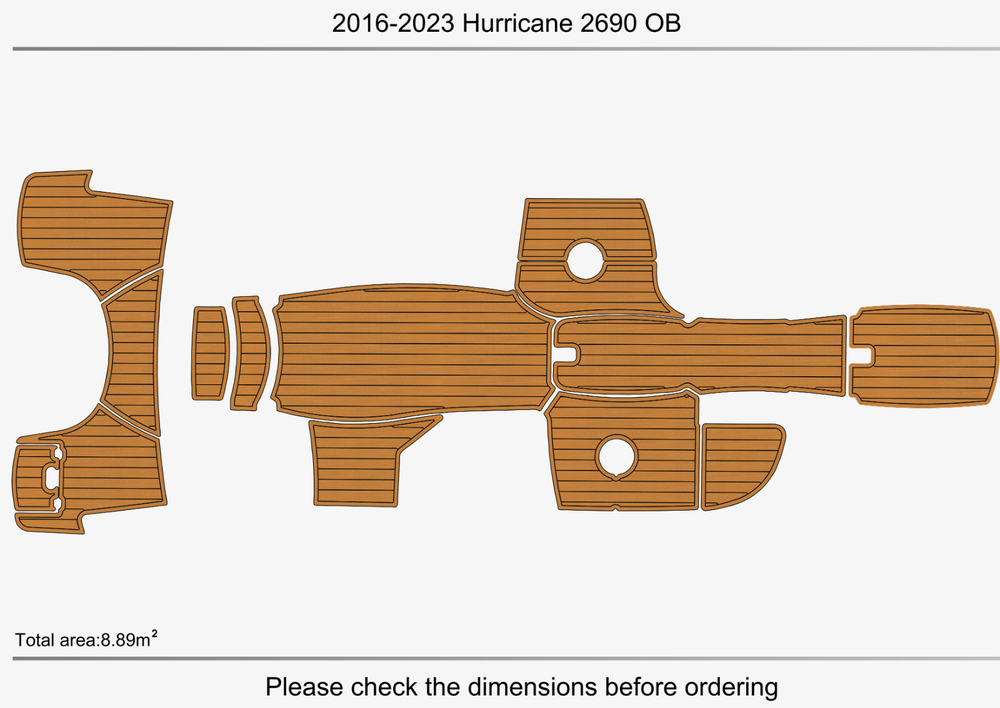 2016-2023 Hurricane 2690 OB Cockpit bow 1/4" 6mm EVA Teak Deck floor