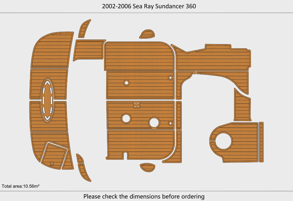 2002-2006 Sea Ray 360 Sundancer Cockpit Swim platform bow 1/4"6mm EVA foam floor