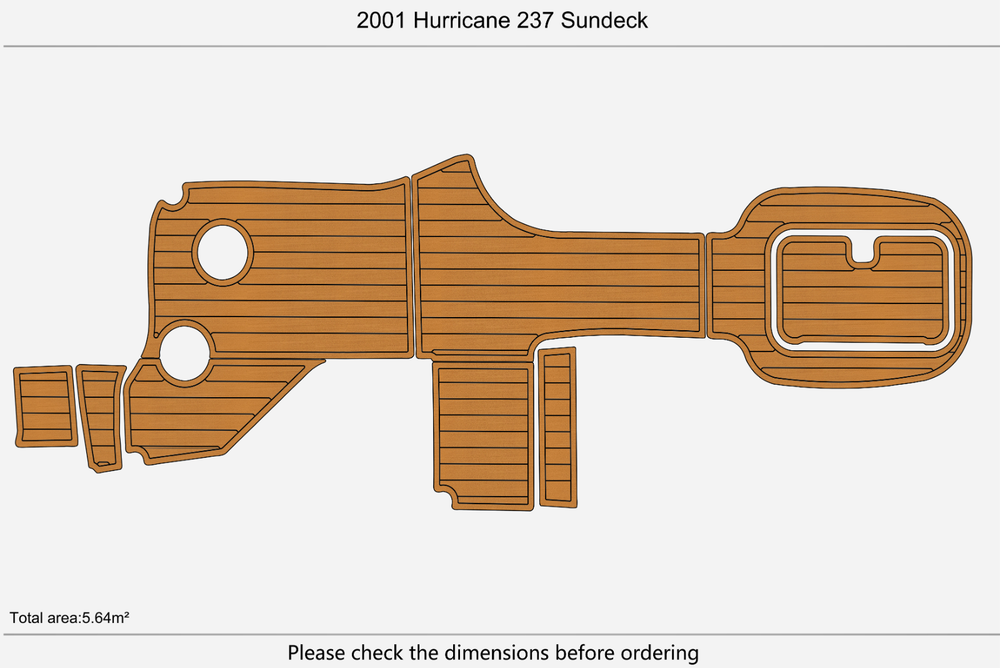 2001 Hurricane 237 Sundeck Anti-slip mat Custom EVA faux teak marine flooring