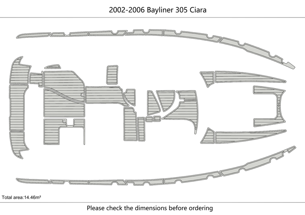 2002-2006 Bayliner 305 Ciara Cockpit swimming platform 6mm EVA TEAK Non-slip