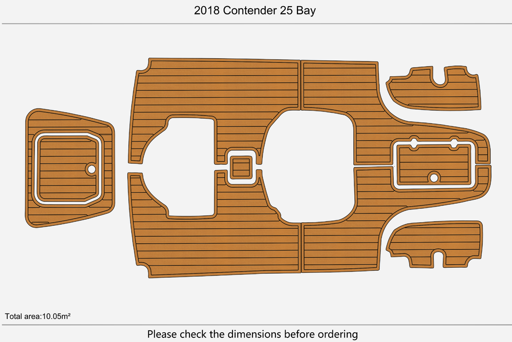 2018 Contender 25 Bay Cockpit Swim Platform 1/4" 6mm EVA Teak Deck floor