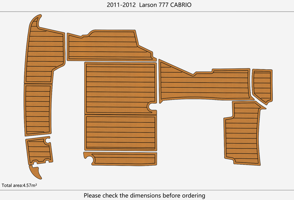 2011-2012 Larson 777 CABRIO Cockpit Swim platform Pads 1/4" 6mm EVA Faux Teak
