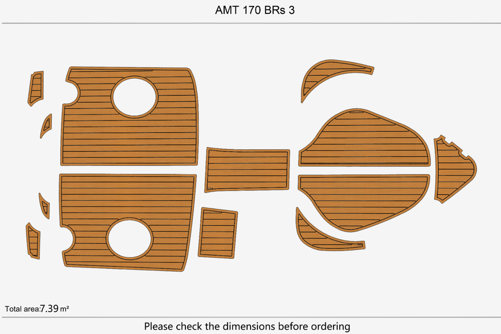 AMT 170 BRs 3 Cockpit 1/4" 6mm EVA Teak deck floor