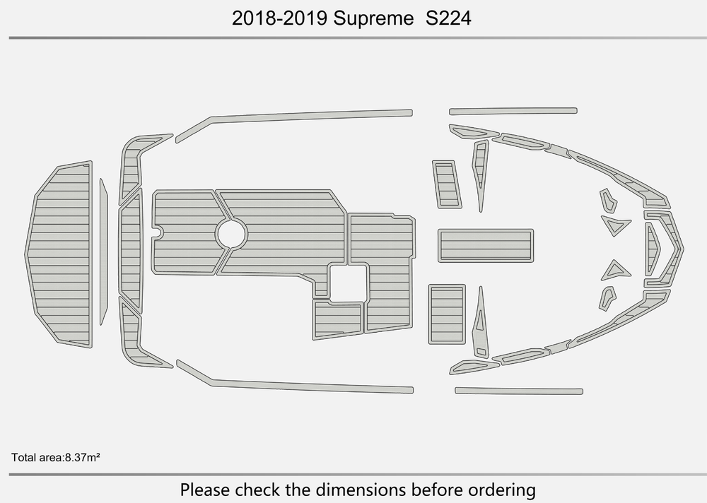 2018-2019 Supreme S224 Cockpit Swim platform 1/4" 6mm EVA faux teak mat Floor