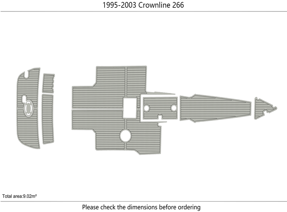 1995-2003 Crownline 266 Cockpit bow 1/4"6mm EVA foam floor