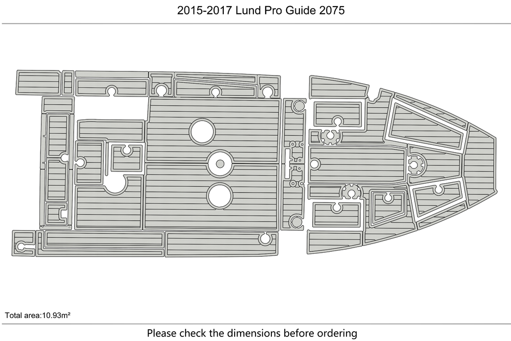 2015-2017 Lund Pro Guide 2075 Anti-slip mat Custom EVA faux teak marine flooring