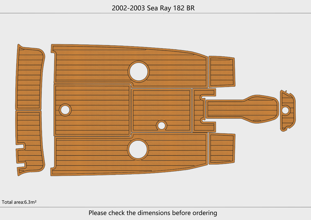 2002-2003 Sea Ray 182 BR Cockpit Swim platform bow 1/4"6mm EVA foam faux floor