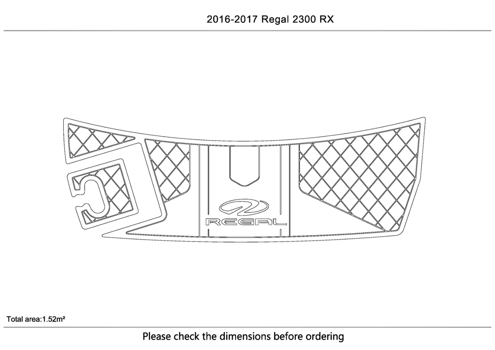 2016-2017 Regal 2300 Swimming platform Pads 1/4" 6mm EVA FaUX Teak floor