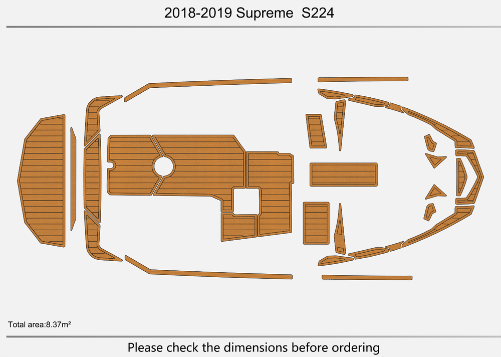 2018-2019 Supreme S224 Cockpit Swim platform bow 1/4"6mm EVA foam faux mat floor