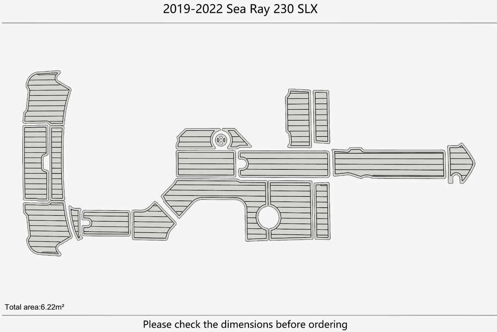 2019-2022 Sea Ray SLX 230 Cockpit Swim platform 1/4" 6mm EVA Faux teak mat Floor