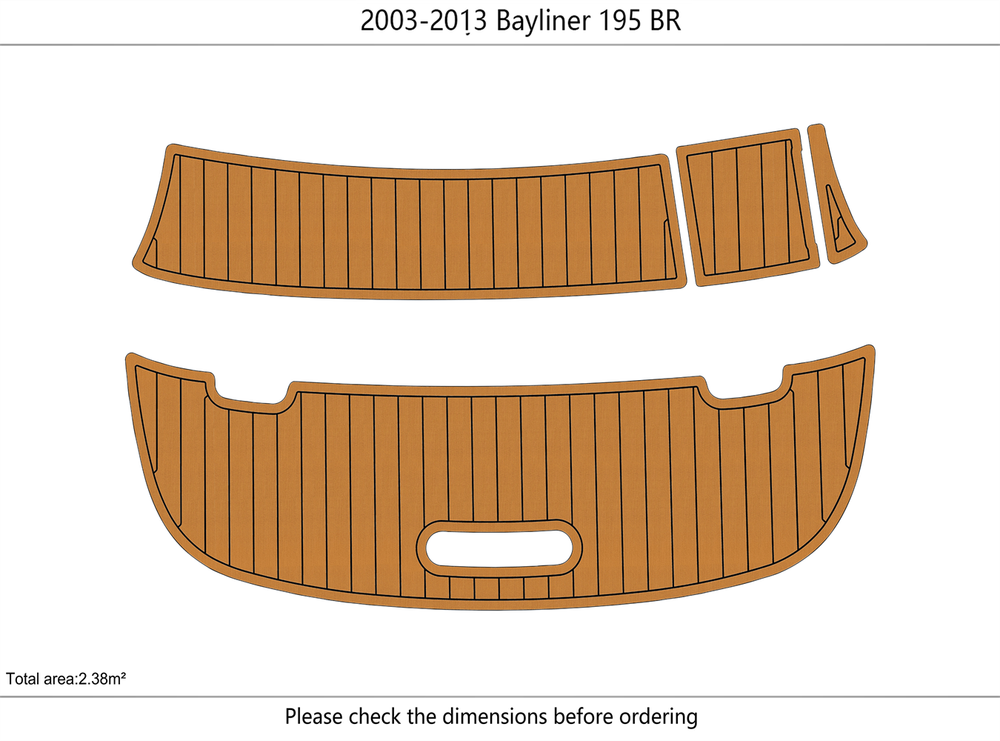 2003-2013 Bayliner 195 BR SP Swim platform 1/4" 6mm EVA faux teak Floor