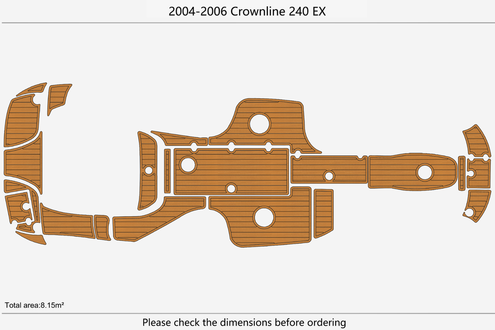 2004-2006 Crownline 240 Cockpit swim platform bow 1/4" 6mm EVA Foam Teak floor