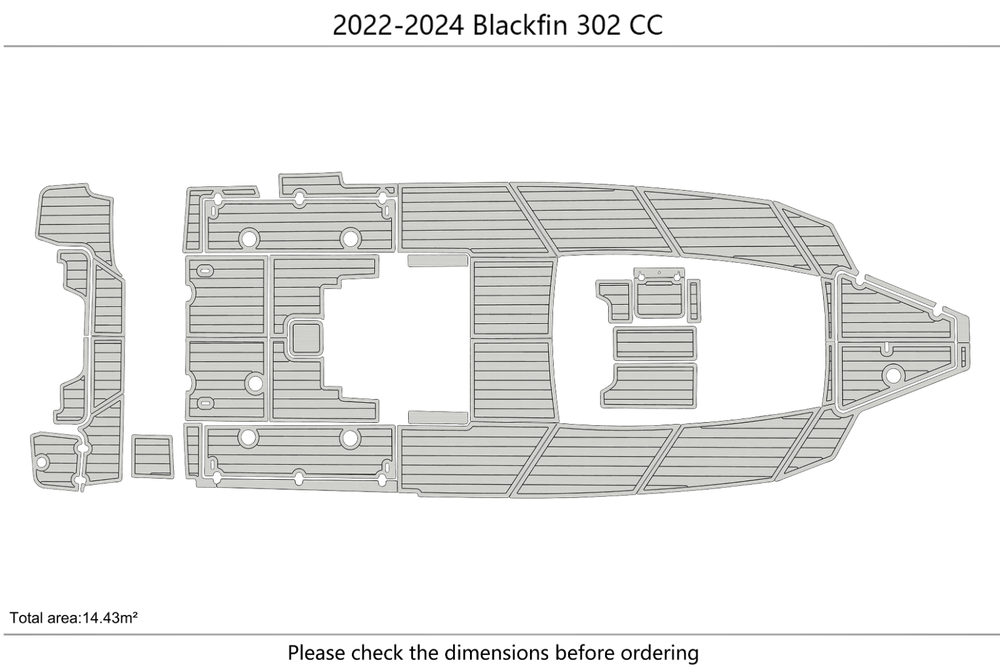 2022-2024 Blackfin 302 CC Cockpit Swim platform 1/4"6mm EVA foam floor