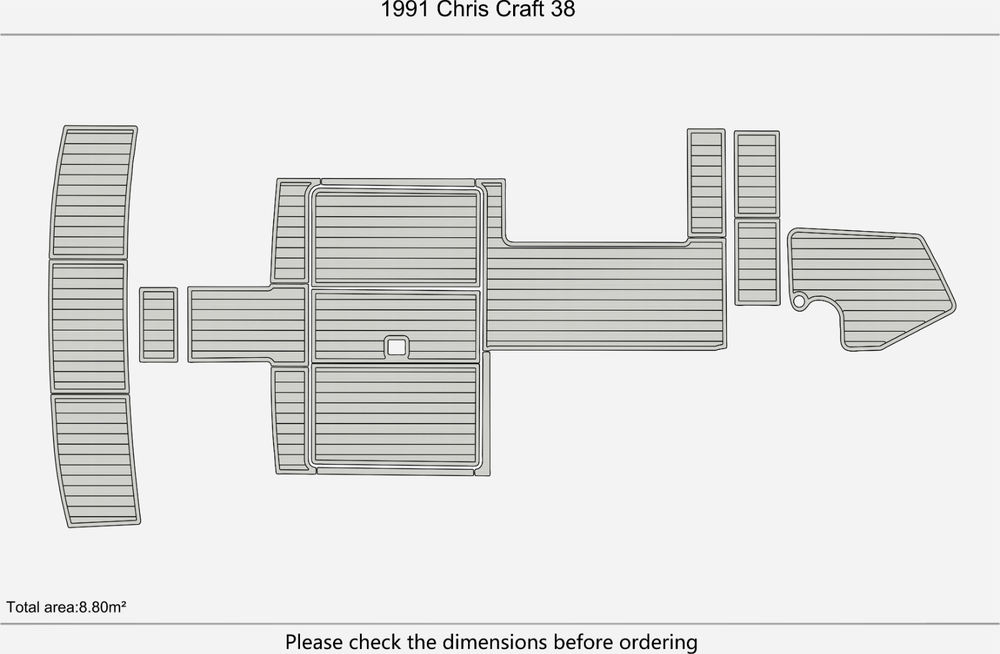 1991 Chris Craft 38 Cockpit Swim Platform 1/4" 6mm EVA Teak Deck floor