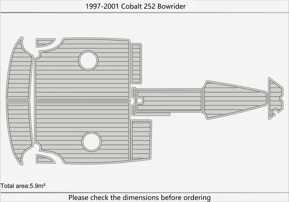1997-2001 Cobalt 252 Bowrider Cockpit Swim platform BOW 1/4"6mm EVA foam floor