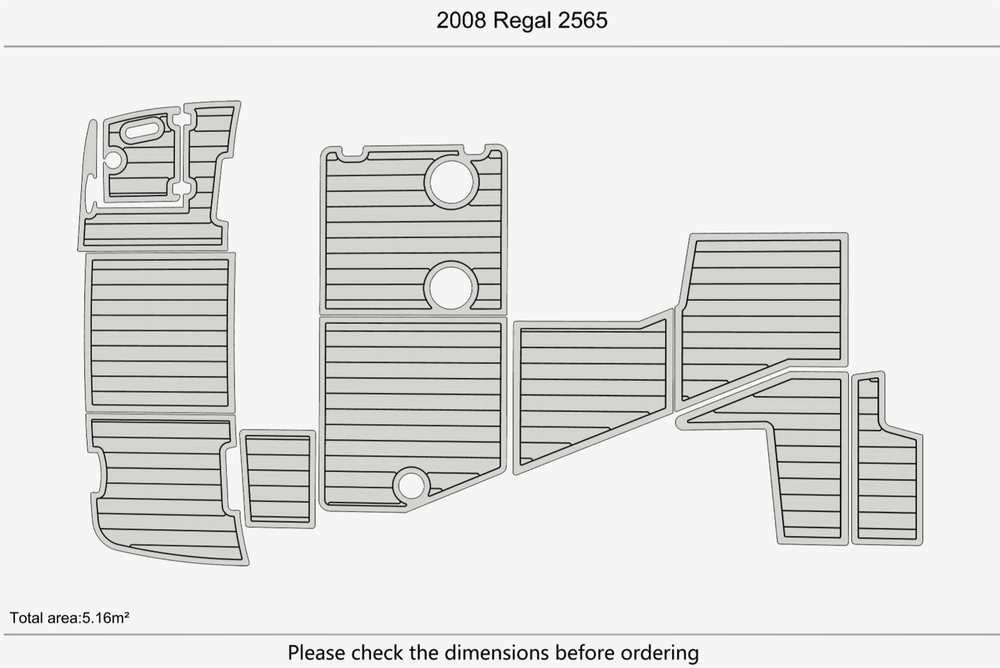 2008 Regal 2565 Cockpit swimplatform 6mm EVA Foam TEAK FLOOR