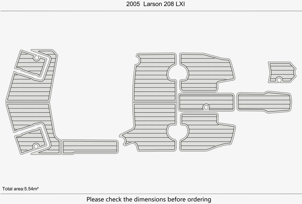 2005 Larson 208 LXI Cockpit Swim Platform Pads 1/4" 6mm EVA Teak Deck floor