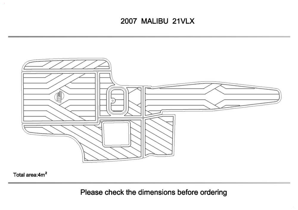 2005-2008 malibu 21 vlx Cockpit 1/4" 6mm EVA Faux Teak Non-slip mat floor