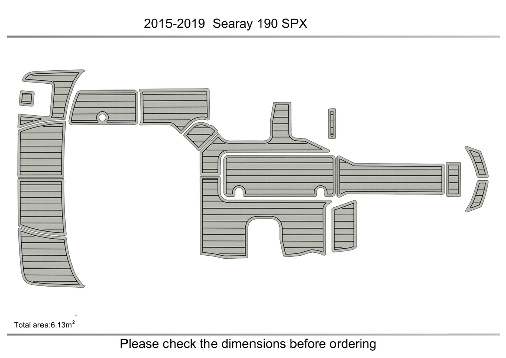 2016-2019 Sea Ray 190 SPX full Cockpit Swim platform 1/4" 6mm EVA faux mat Floor