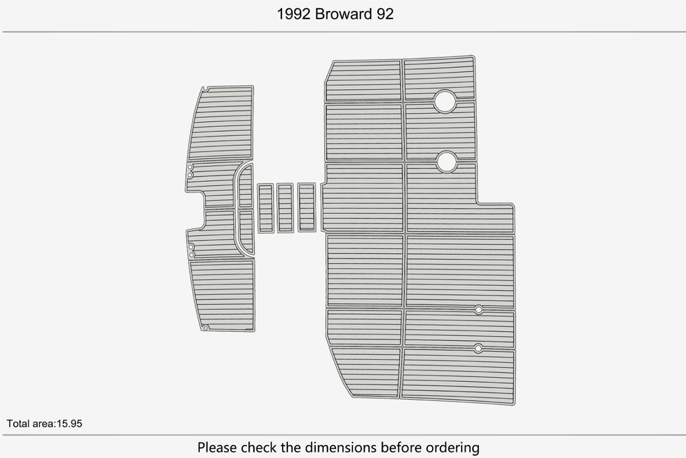 1992 Broward 92 Cockpit Pads 1/4" 6mm EVA Teak deck floor