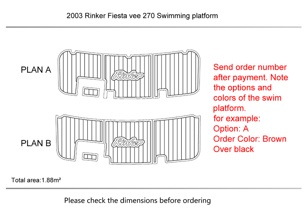 2003 Rinker Fiesta vee 270 swimming platform EVA Faux teak 6mm Non-slip mat