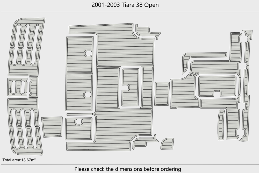 2001-2003 Tiara 38 Open Cockpit Swim platform 1/4"6mm EVA Foam floor