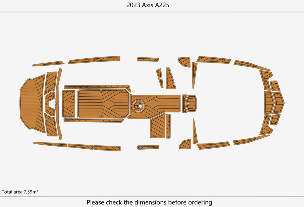 2023 Axis A225 Cockpit Swim Platform Bow 1/4" 6mm EVA Foam Faux teak floor