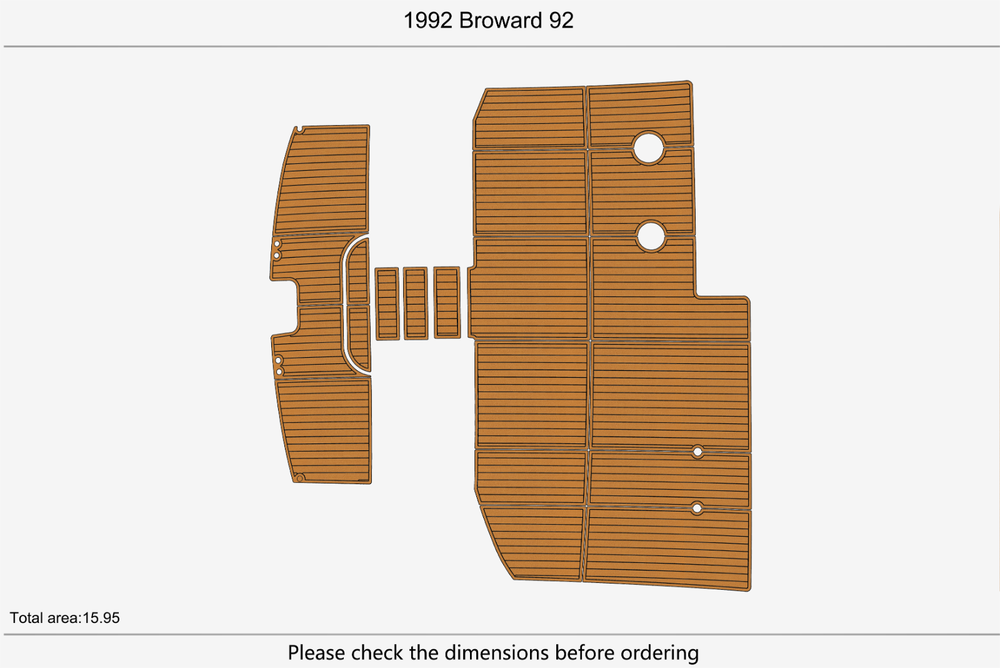 1992 Broward 92 Cockpit Pads 1/4" 6mm EVA Teak deck floor