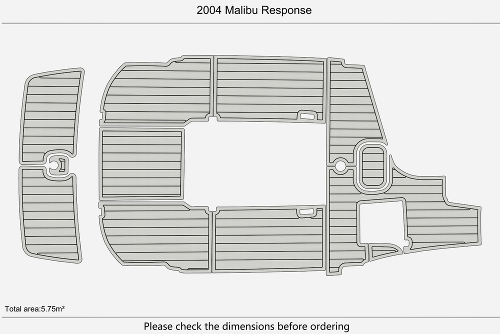 2004 Malibu Response Deck Anti-slip mat Custom EVA faux teak marine flooring