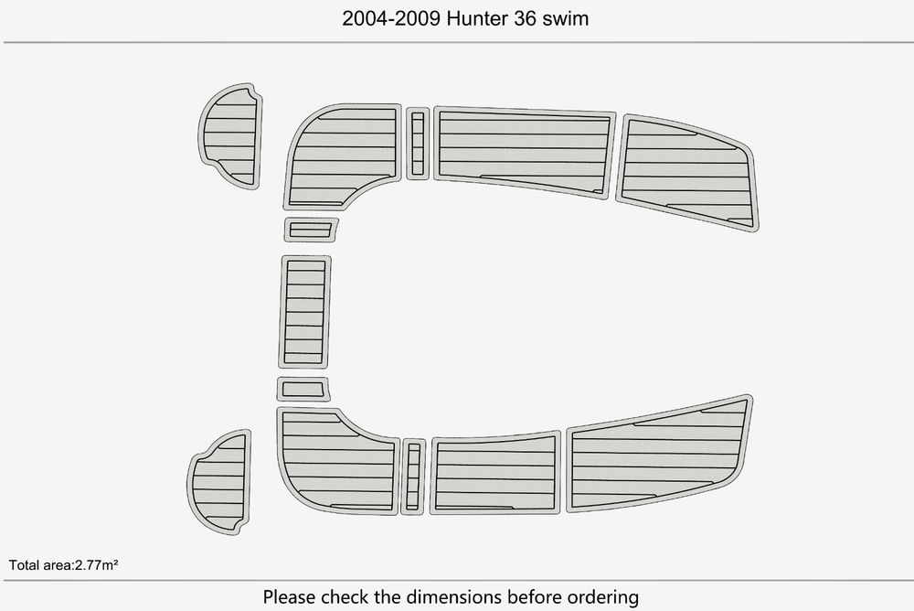 2004-2009 Hunter 36 Cockpit Swim platform 1/4"6mm EVA Foam floor