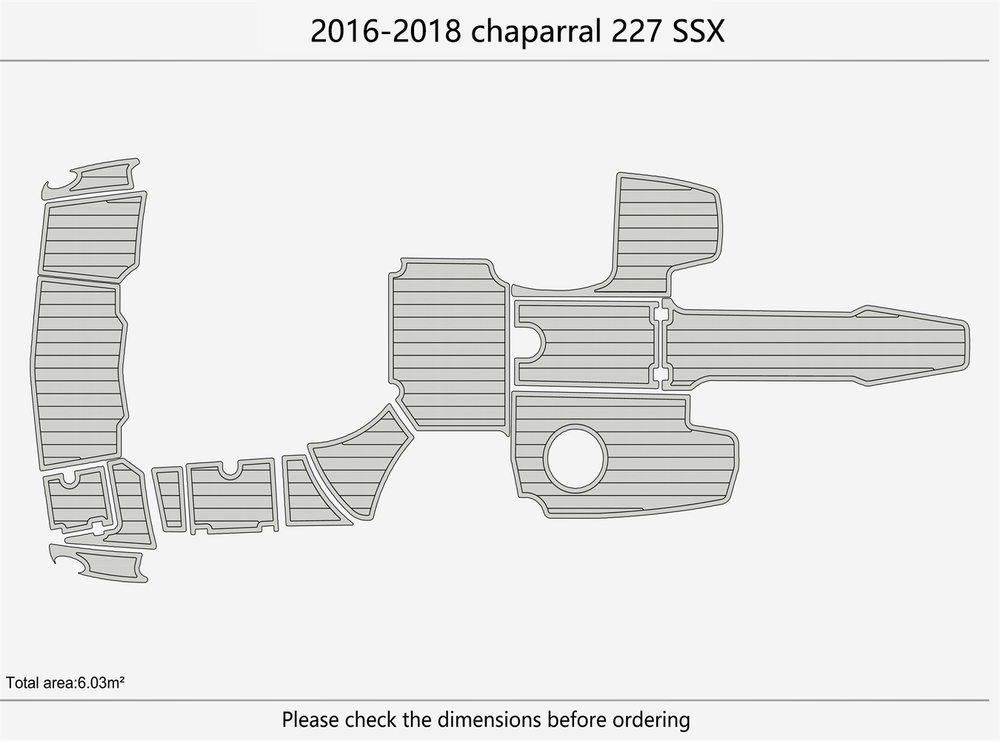 2016-2018 chaparral 227 SSX Cockpit Swim platform bow 1/4"6mm EVA foam floor