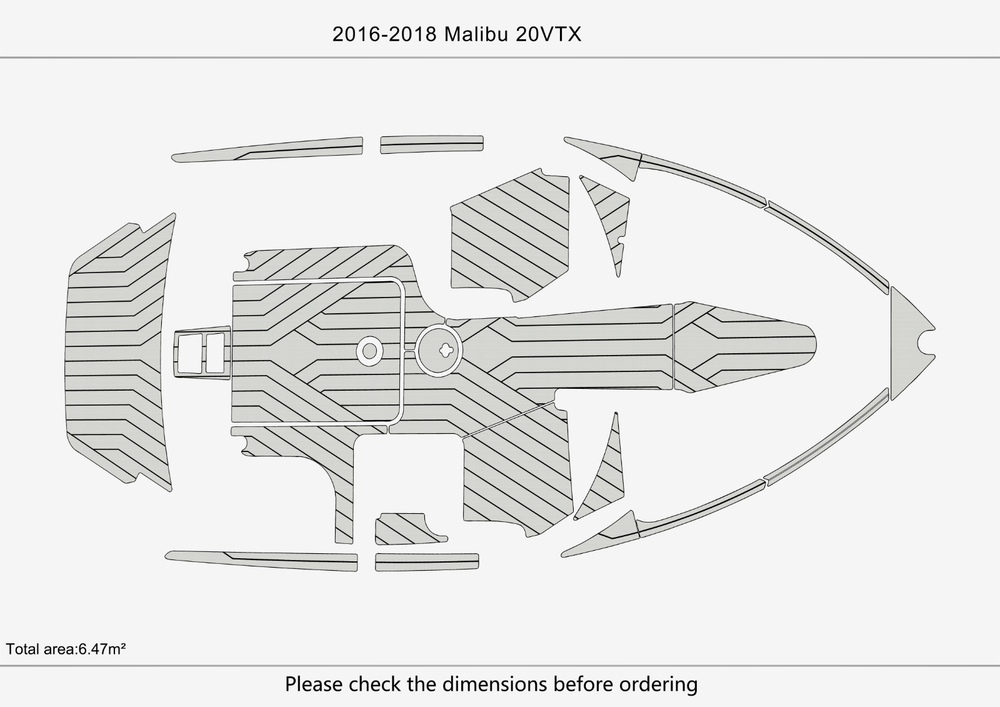2016-2018 Malibu 20 VTX Cockpit Swim platform bow 1/4"6mm EVA Foam faux floor