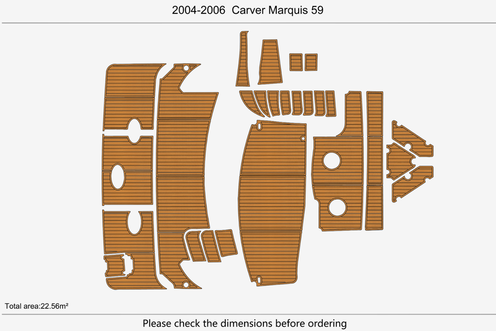 2004-2006 Carver 59 Marquis Anti-slip mat Custom EVA teak marine deck flooring